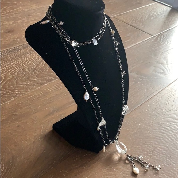 Sterling Crystal & Pearl Necklace - Picture 3 of 3